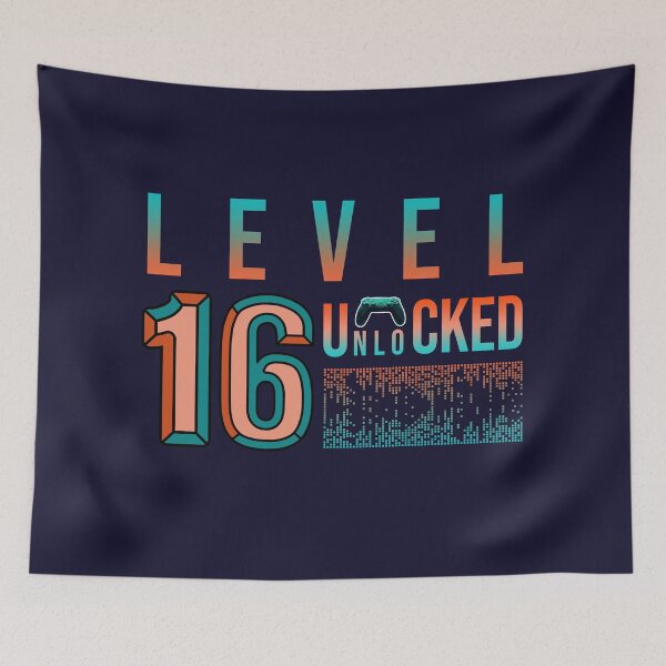 Item preview, 16th Birthday Level 16 Unlocked- Birthday Gift For Game Lovers designed and sold by Designhub1000.