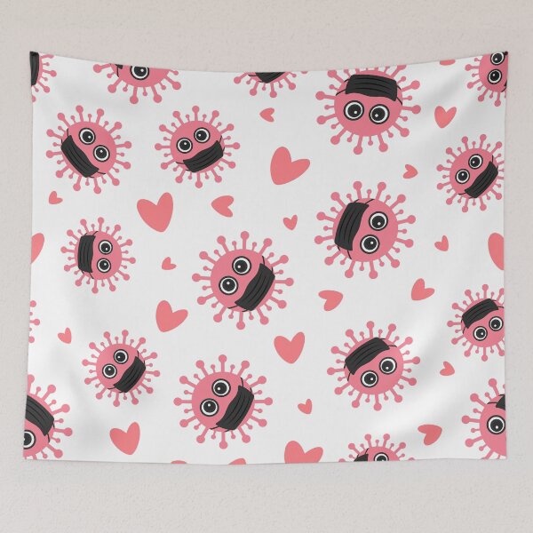 Item preview, Pandemic Valentines Day. Cute virus wearing protective mask. designed and sold by LaBelezoka.