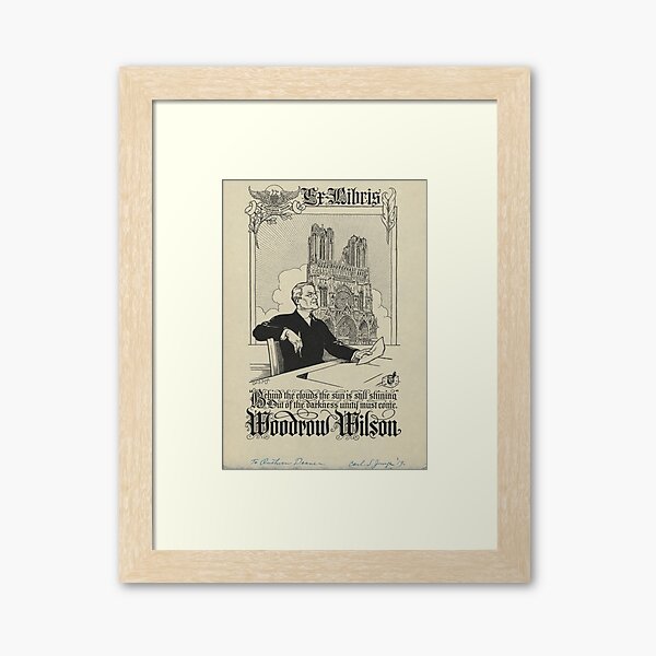 Woodrow Wilson, bookplate, VINTAGE POSTER Framed Art Print