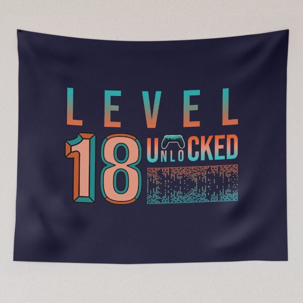 Item preview, 18th Birthday Level 18 Unlocked- Birthday Gift For Game Lovers designed and sold by Designhub1000.