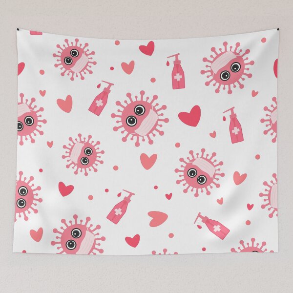 Item preview, Pandemic Valentines Day. Cute virus wearing protective mask. designed and sold by LaBelezoka.