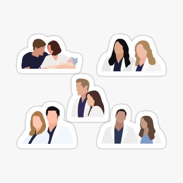 Iconic Greys Couples with MerDer, SLexie, AmeLink, CalZona, and JoLex Sticker