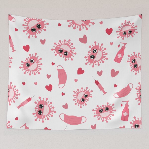 Item preview, Pandemic Valentines Day. Cute virus wearing protective mask. designed and sold by LaBelezoka.