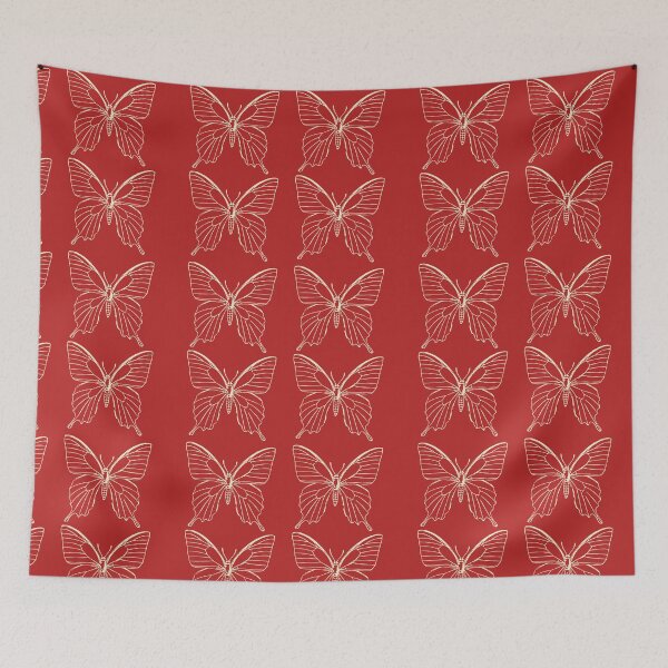 Item preview, Beautiful Vintage Inspired Red And Cream Butterfly Pattern designed and sold by ArtIsSixthSense.