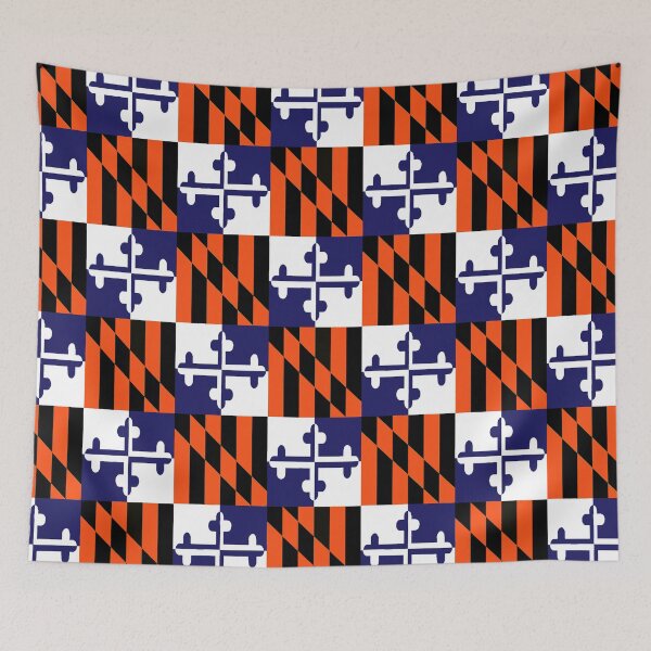 Item preview, Maryland State Flag Art Design Banner Repeating Pattern Baseball Orange Football Purple designed and sold by Draculaura2009.