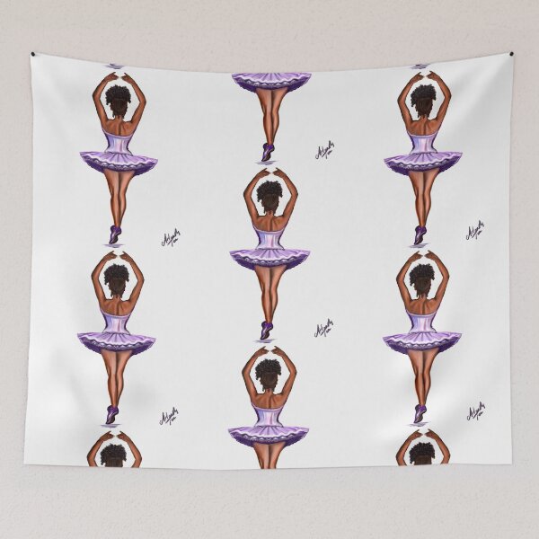 Item preview, African American ballerina in purple tutu- brown skin ballerina dancing designed and sold by Artonmytee.