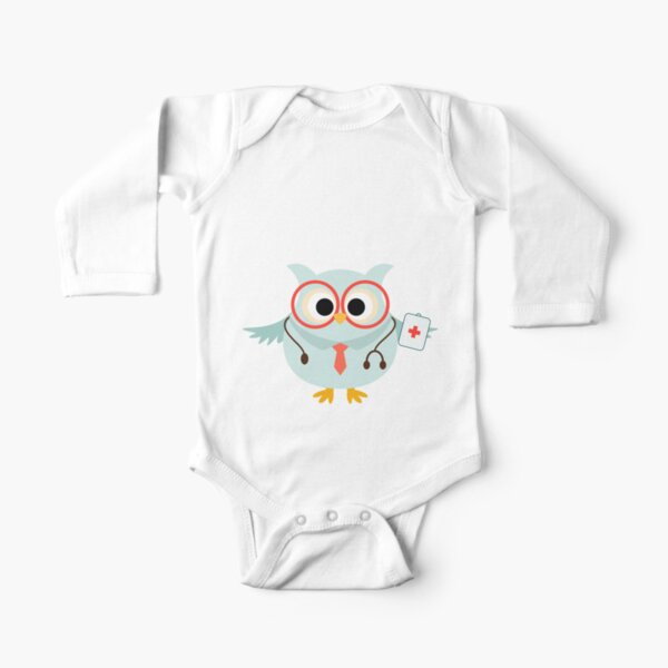 Medical Profession Owl Doctor Long Sleeve Baby One-Piece