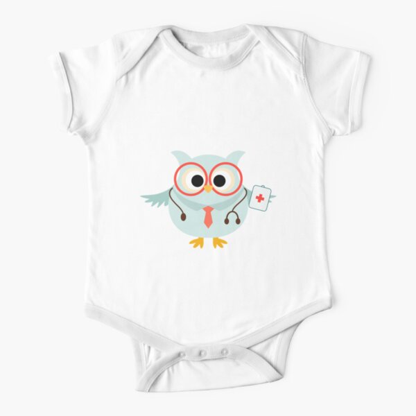 Medical Profession Owl Doctor Short Sleeve Baby One-Piece