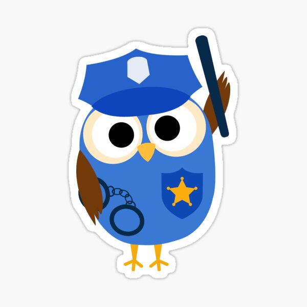Professions Owl Police Officer Policeman Sticker