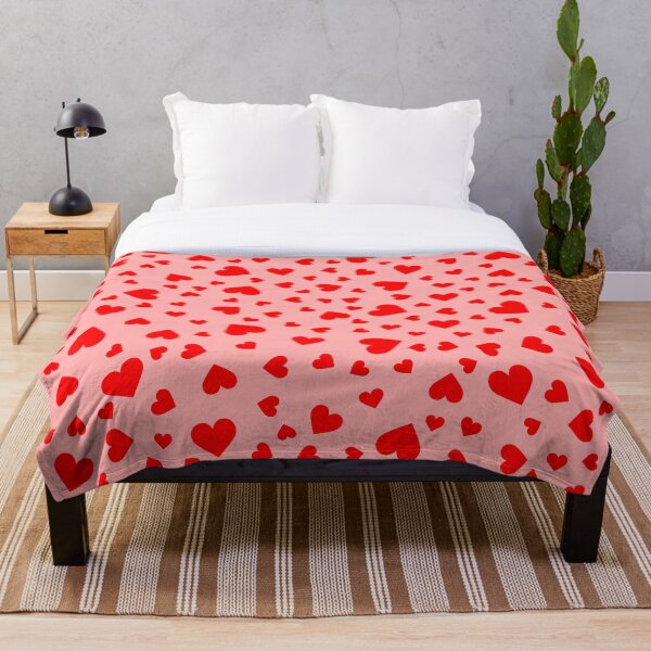 Item preview, Scattered Red Polka Dot Heart Pattern on a Pink Background Large Sized Repeating Pattern designed and sold by Nicolette Olivier.