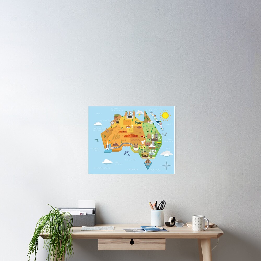 Graphic Map of Australia Poster
