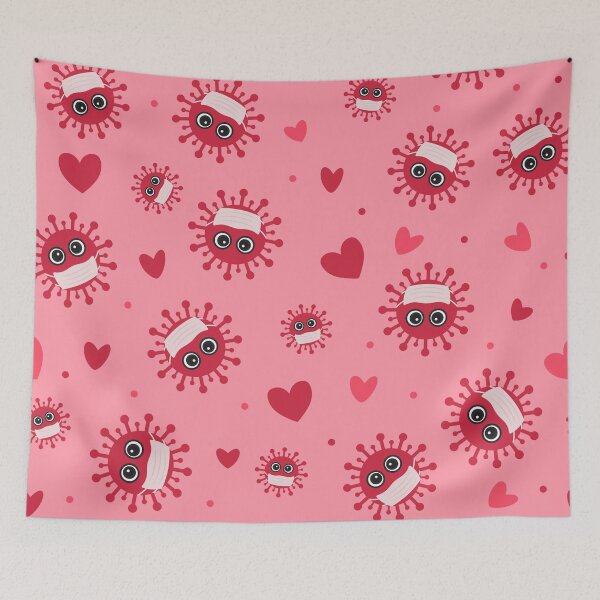 Item preview, Pandemic Valentines Day. Cute virus wearing protective mask. designed and sold by LaBelezoka.