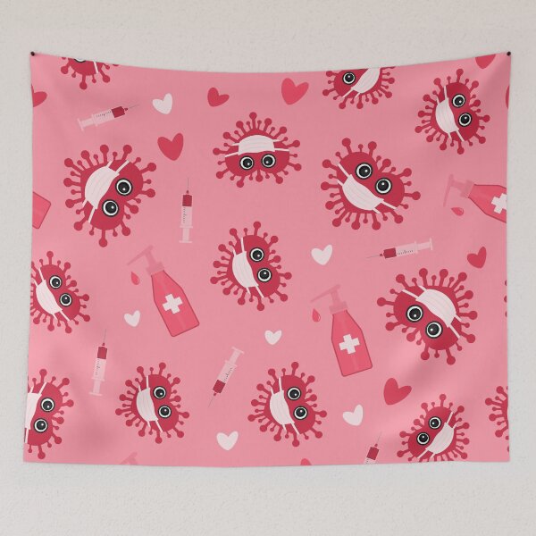 Item preview, Pandemic Valentines Day. Cute virus wearing protective mask. designed and sold by LaBelezoka.