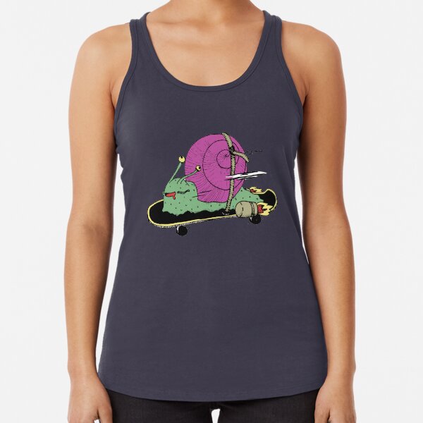 Raketen-Skateboard-Schnecke Racerback Tank Top