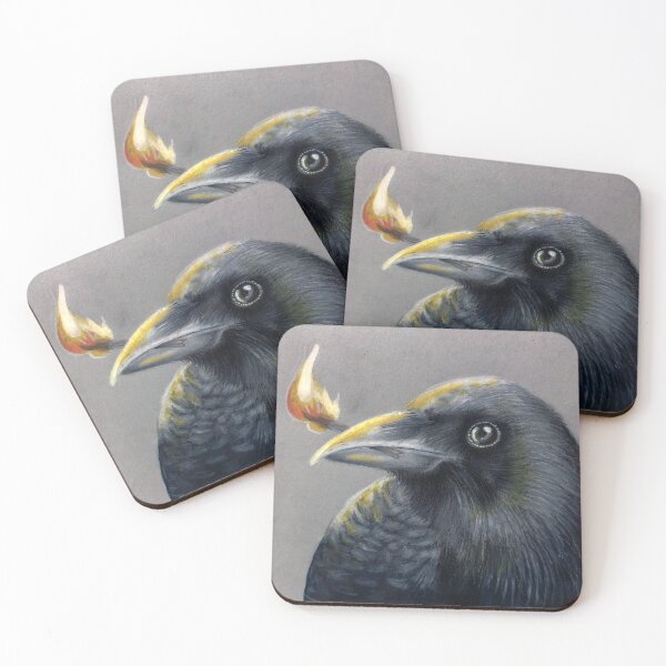 Item preview, Realistic drawing of crowing holding lit match, light effect in dusk designed and sold by LilliePink.