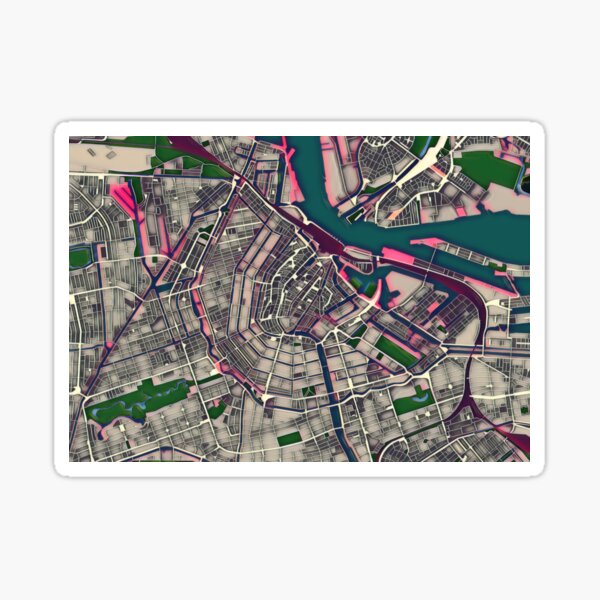 Amsterdam Pop Art City Map Sticker