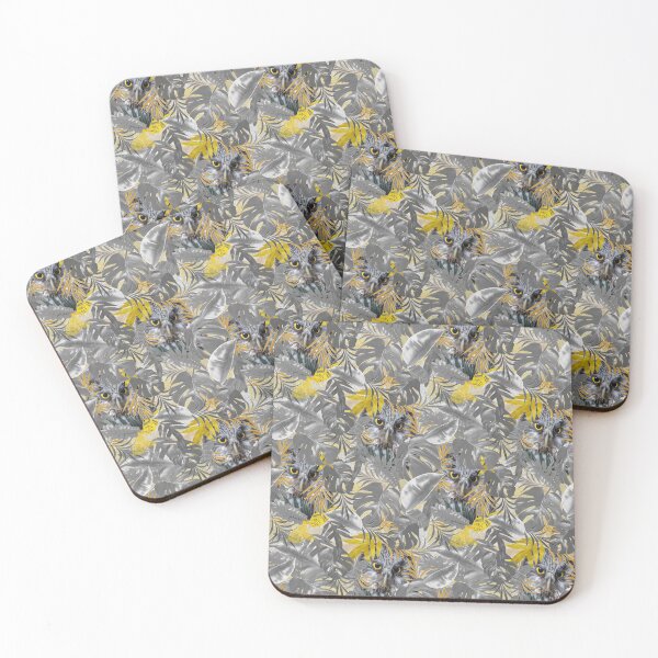 Item preview, Owls Peeping through Grey & Yellow Leaves repeat designed and sold by NadineMay.