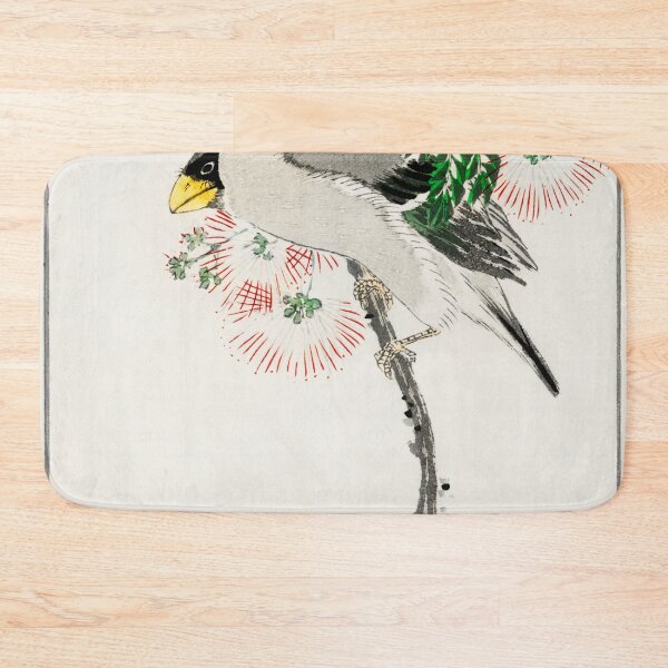 Item preview, japanese masked hawfinch and silk tree illustration 42476327095 designed and sold by Bird-Lore.