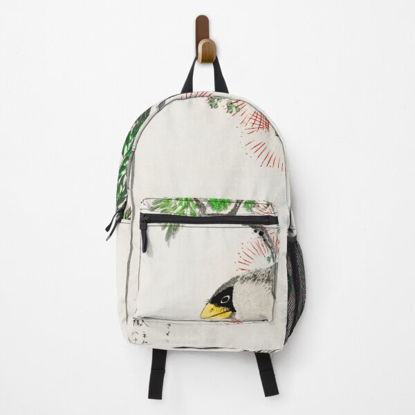 Item preview, japanese masked hawfinch and silk tree illustration 42476327095 designed and sold by Bird-Lore.