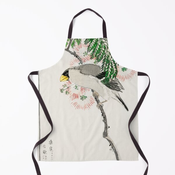 Item preview, japanese masked hawfinch and silk tree illustration 42476327095 designed and sold by Bird-Lore.