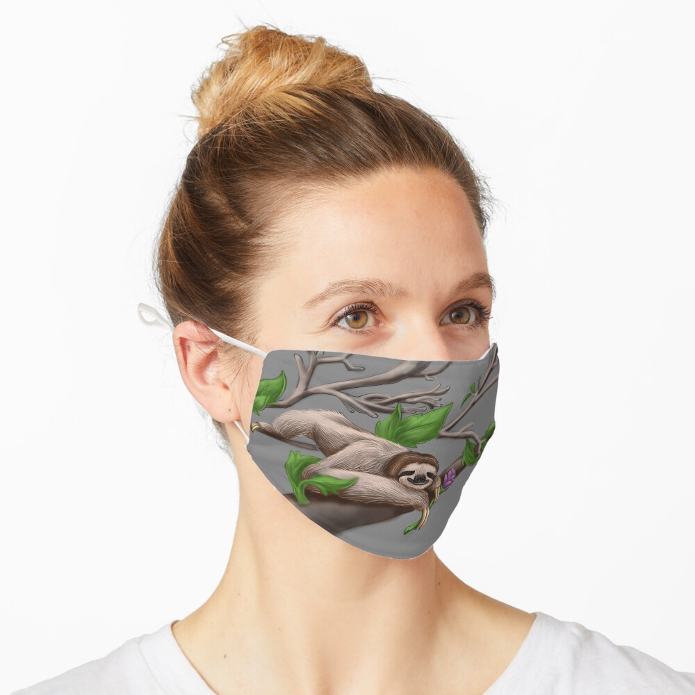 Sloth Face Mask chilling on a branch Mask
