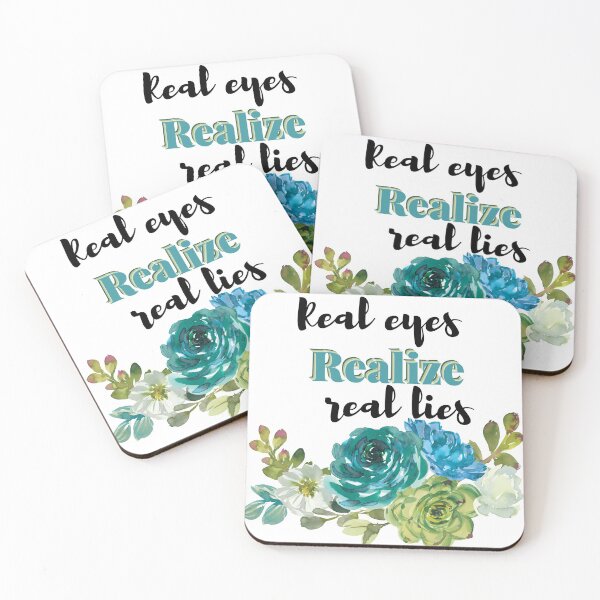 Item preview, REAL EYES REALIZE REAL LIES FLORAL & SHADES OF TEAL, TURQUOISE designed and sold by wildwhimsical.