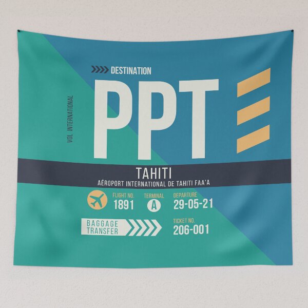Item preview, Tahiti (PPT) Airport Code Baggage Tag designed and sold by SLAG-Creative.