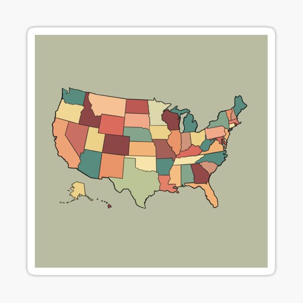 quot Colorful United States Map quot Sticker - St,small,507x507 Pad,600x600,f8f8f8