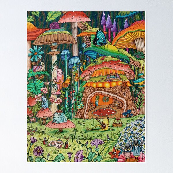 Mushroom Village Colouring Page, Cottagecore Colouring Pages, Fairycore,  Mushroom Decor, Mushroom Drawing, Mushroom Gifts, Adult Colouring 