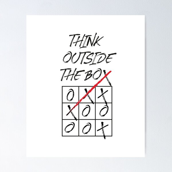 Vista previa del artículo con la obra «Piense fuera de la caja - Tic-Tac-Toe», diseñado y vendido por The Philosopher's Shirt.