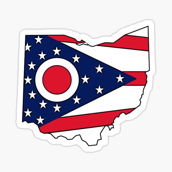 Ohio flag state outline Sticker