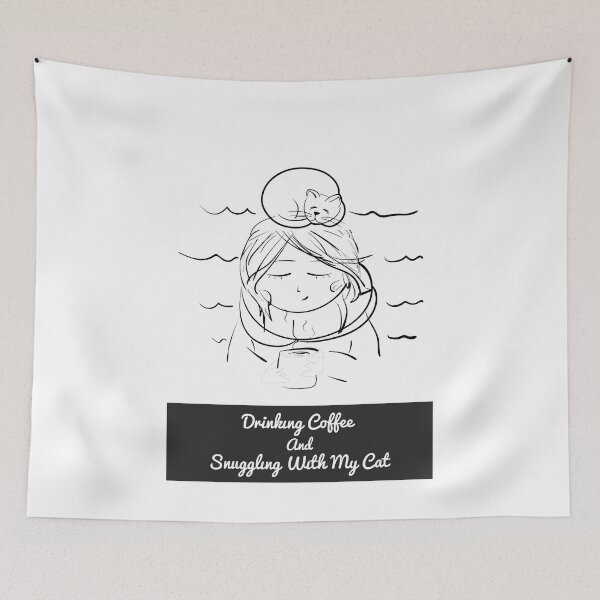 Item preview, I Just Want To Drink Coffee And Snuggle With My Cat designed and sold by GraphicBit.