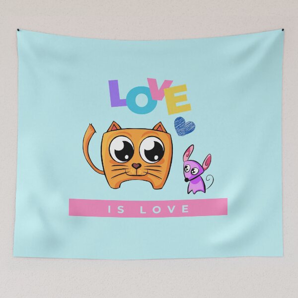 Item preview, Love is Love- Funny Cat and Dog Friendship Valentine's Day designed and sold by LordAudes.