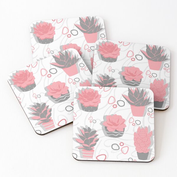 Item preview, Pink grey cute succulents pattern designed and sold by MarineTreasury.