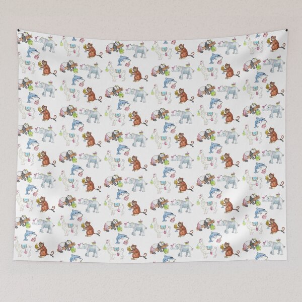 Item preview, Animals Drinking Mocktails set (white/purple/grey background) designed and sold by Reanna Bakshani.