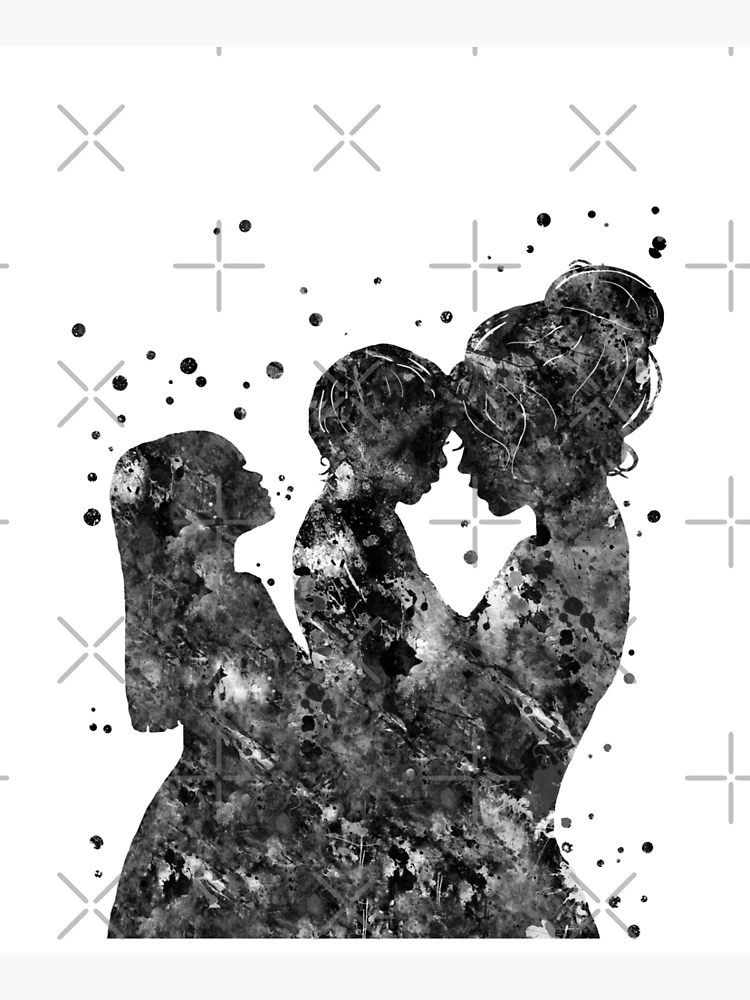 Mother daughter and son Print Art Digital