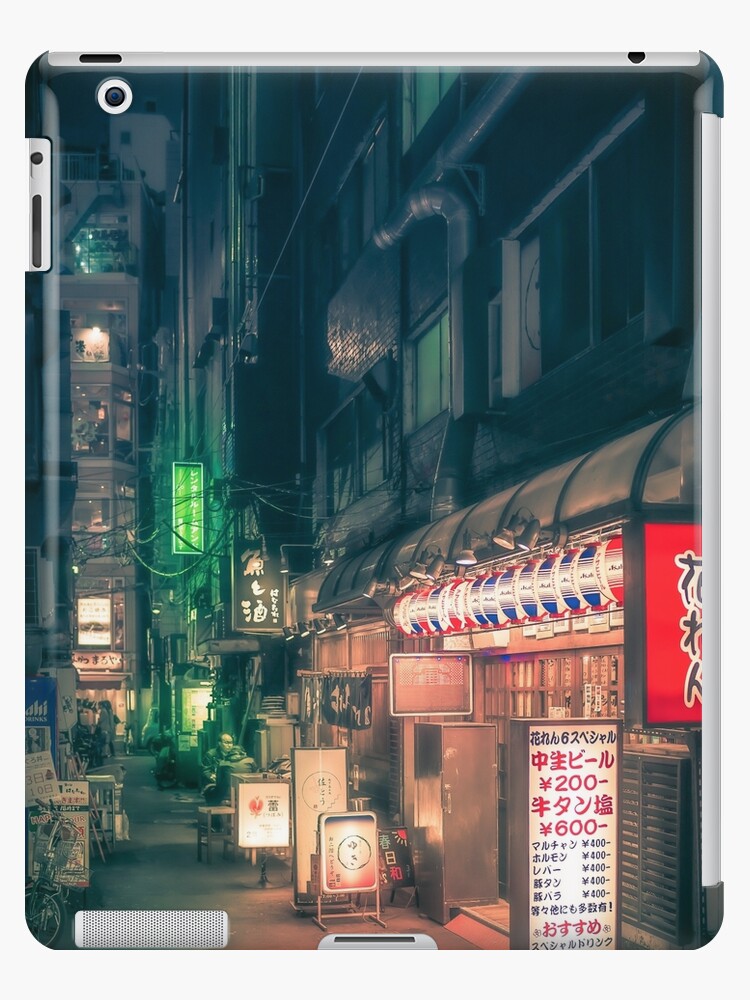 Dark City vibe midnight Green backstreet in Tokyo. | iPad Case & Skin