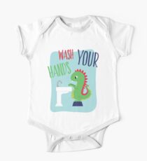 Wash Your Hands Cute Dinosaur One Piece - Short Sleeve