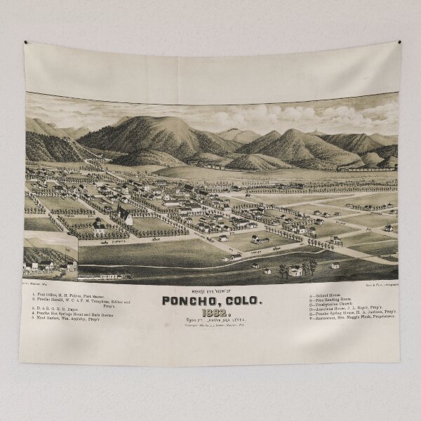 Item preview, Bird's eye view of Poncho, Colorado (1882) designed and sold by allhistory.