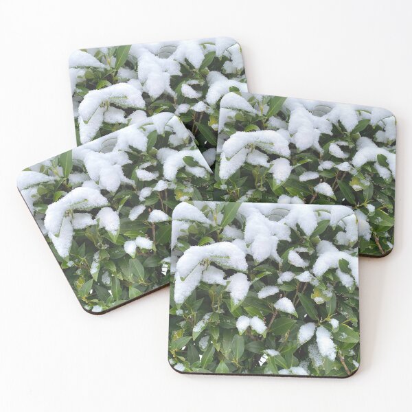 Item preview, Snow on green leafs, pure nature in the wintermood designed and sold by Between Clouds.