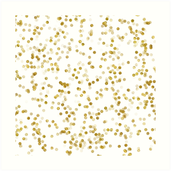 "Gold White Dots Faux Foil Metallic Background Pattern Texture" Art