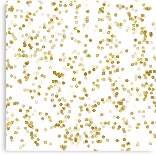 "Gold White Dots Faux Foil Metallic Background Pattern Texture" Canvas