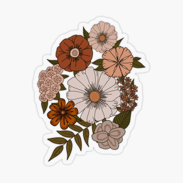 brown beige nude aesthetic flowers Sticker for Sale by