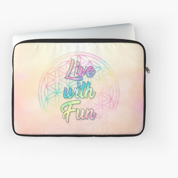 Live with Fun! Colorful Flower of Life Laptop Sleeve