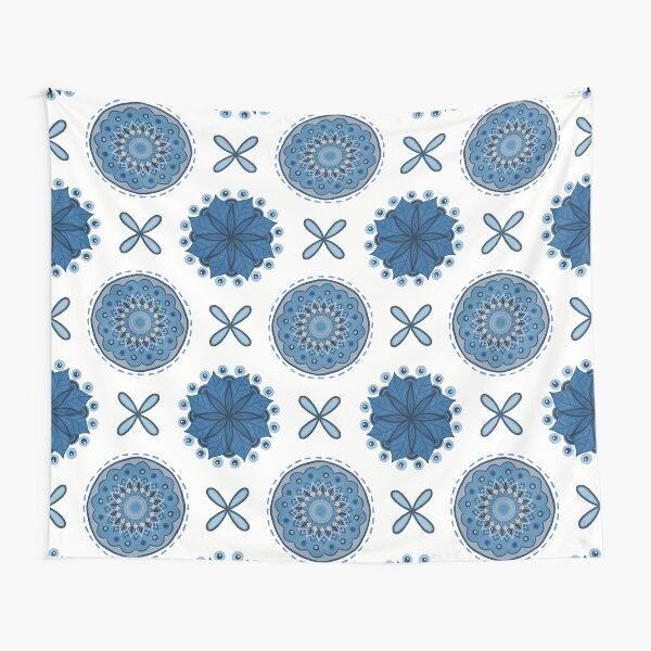 Blue Mandala Bandana Pattern Tapestry