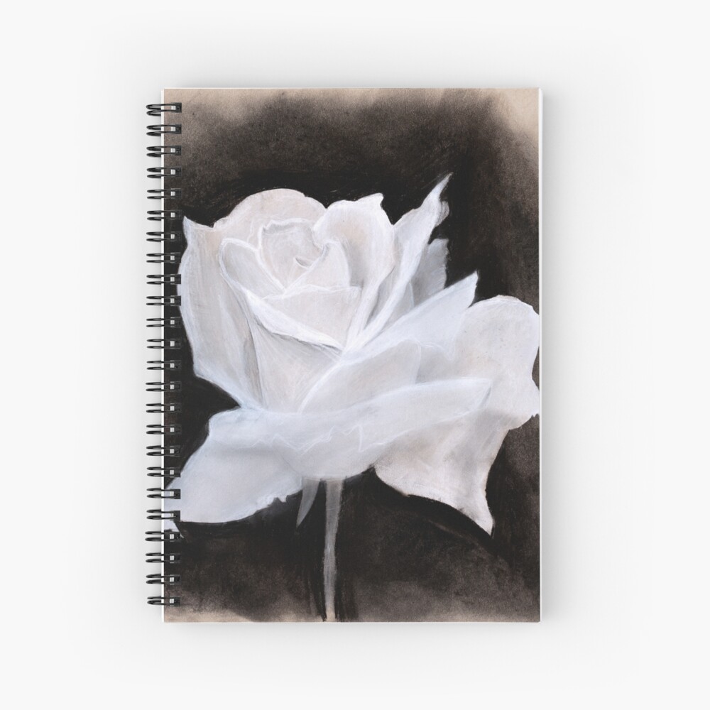 Chalk & Charcoal White Rose Drawing Notebook Spiral Notebook