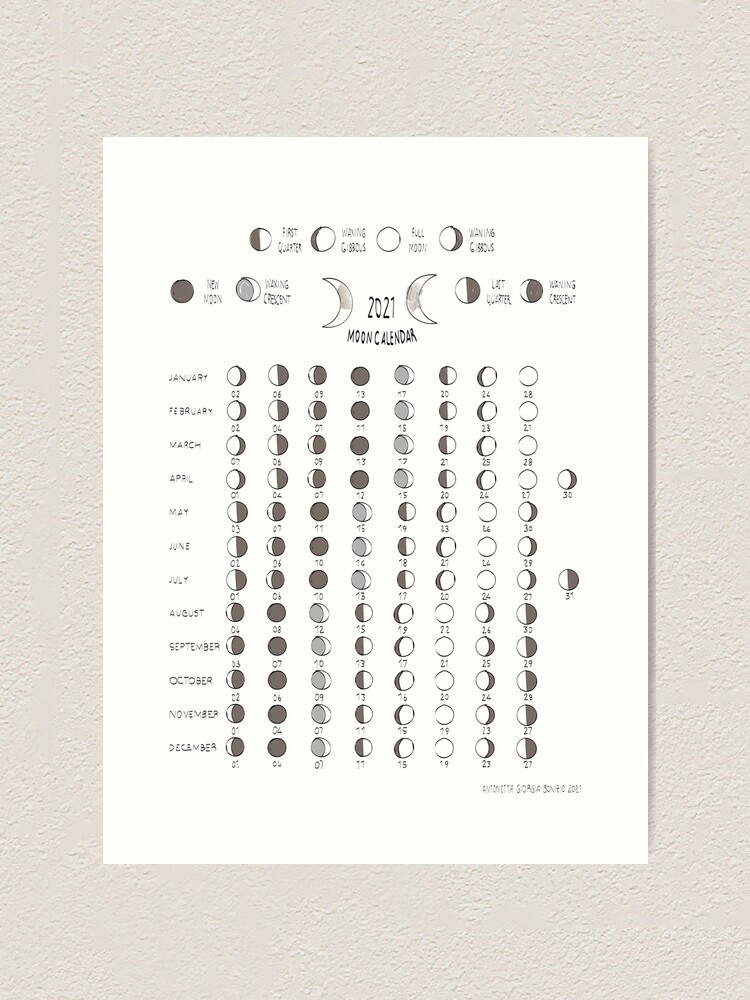 2021 Lunar Calendar Hand Drawn Art Print By Igroig Redbubble