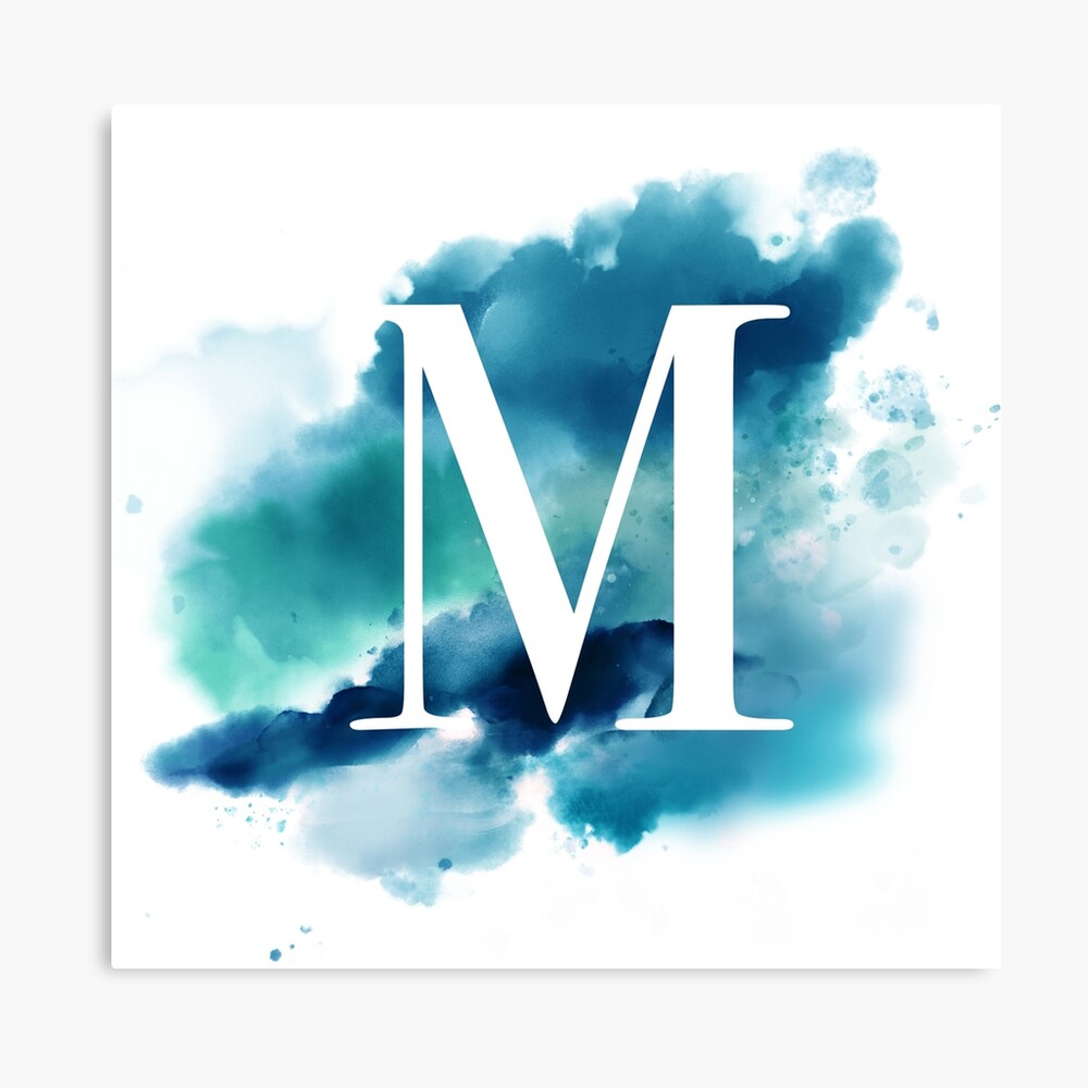 Blue Watercolour Monogram M Letter