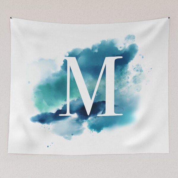 Item preview, Blue Watercolour Monogram M Letter designed and sold by RossWilson12.