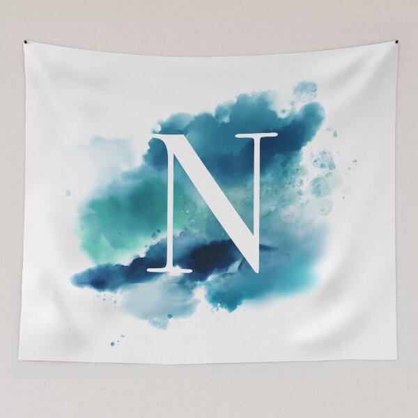 Item preview, Blue Watercolour Monogram N Letter designed and sold by RossWilson12.